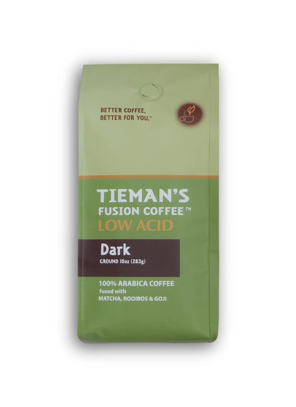 Tieman's Fusion Coffee, Low Acid Dark Roast, Ground, 10-Ounce Bag