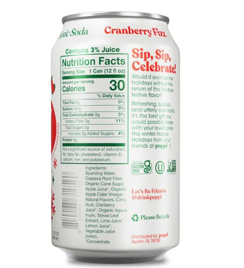 Generic 12 oz 12 Pack Prebiotic Soda Cranberry Fizz, fl Cans, Refreshing Sparkling Drink with Prebiotics, Low Sugar