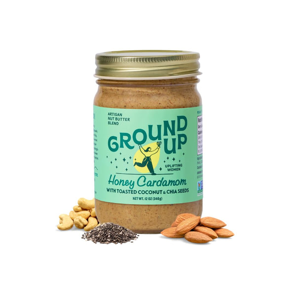 Ground Up Almond & Cashew Nut Butter - Honey Cardamom With Chia