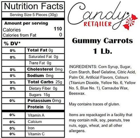 Gummy 1 Lb. Candy Retailer Easter Carrots