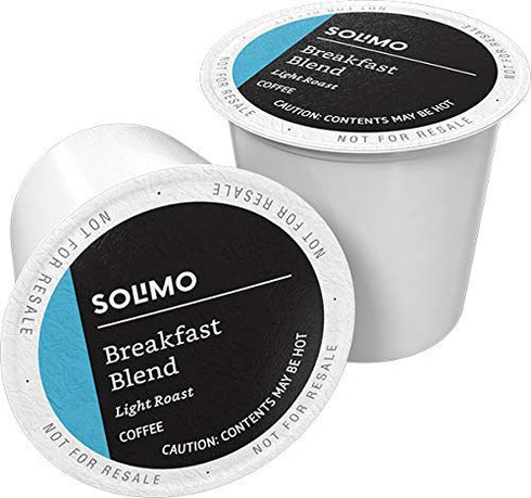 Amazon Brand - Solimo Light Roast Coffee Pods, Breakfast Blend, Compatible with Keurig 2.0 K-Cup Brewers,