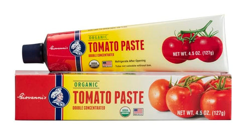 Giovanni's Organics USA 2 Pack (4.5 oz Giovannis Organic Double Concentrated Tomato Paste Tubes) | Made in the USA