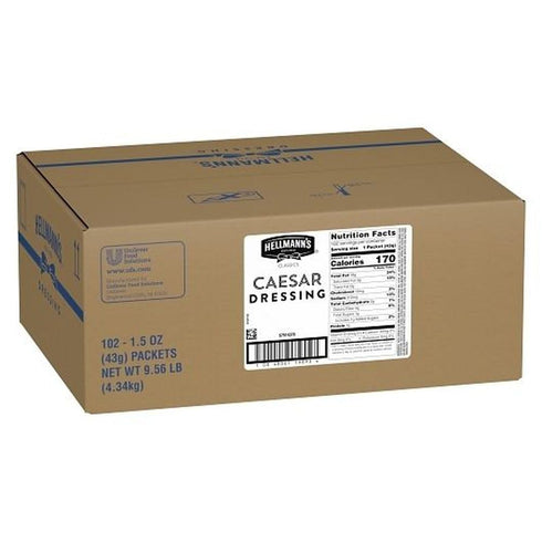 1.5 oz, Pack 102 Hellmann's Classics Caesar Salad Dressing Portion Control Sachets Gluten Free, No Artificial Flavors