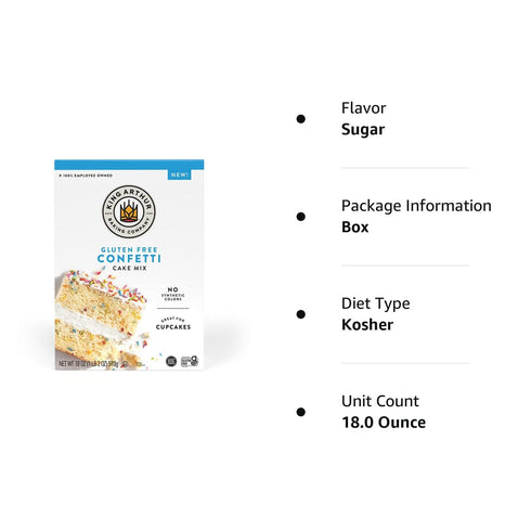 King Arthur Confetti Cake Mix, Gluten Free, 18 Ounce Box