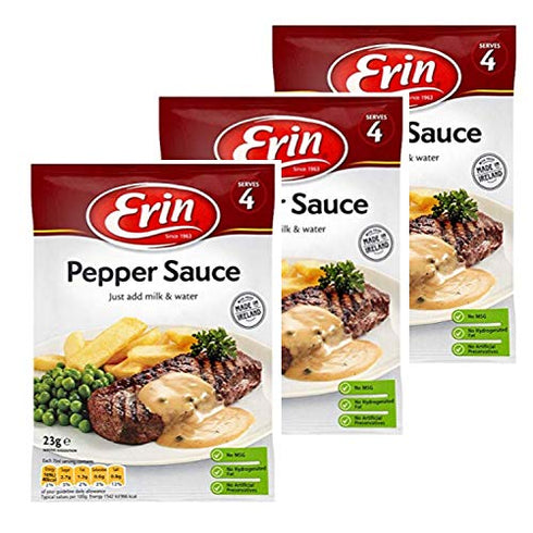 Erin Pepper Sauce 3 Pack, Irish Peppercorn Sauce, 23g per bag