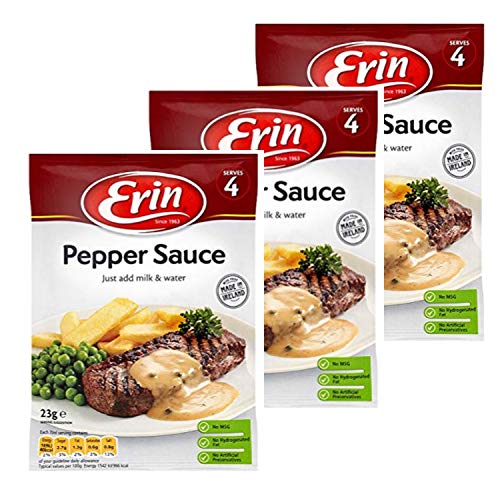 Erin Pepper Sauce 3 Pack, Irish Peppercorn Sauce, 23g per bag