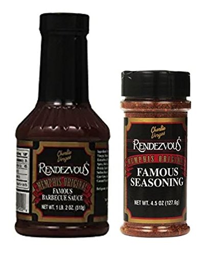 Charlie Vergos Rendezvous Famous Memphis Barbecue Dry Rub Seasoning (4.5 oz) & BBQ Sauce 18 oz (Variety 2 Pack)