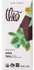 Theo Mint Organic Dark Chocolate Bar, 70% Cacao, 1 Bar | Vegan,