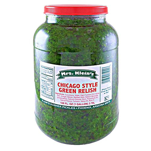 Mrs. Klein's-Chicago Style Hot Dog Relish-Bulk 1 Gallon-Extra green sweet relish for