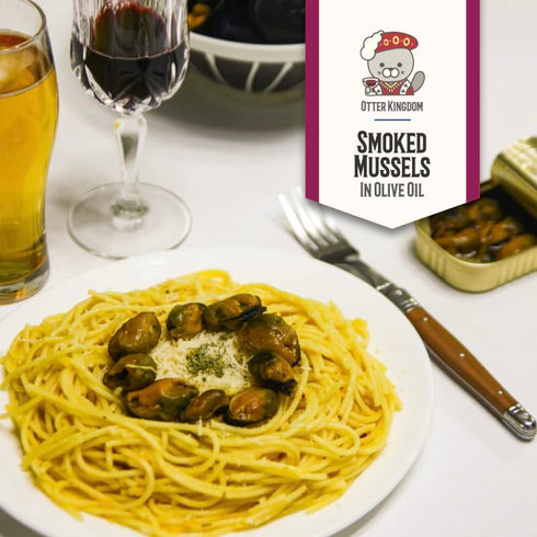 3-Ounce (Pack 12) Otter Kingdom Smoked Mussels in Olive Oil, Cans