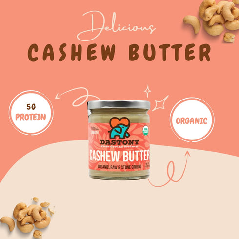 8 oz Pack 2 Dastony Organic Raw Cashew Nut Butter, | Only One Ingredient | Vegan, Paleo and Keto Friendly, Non GMO