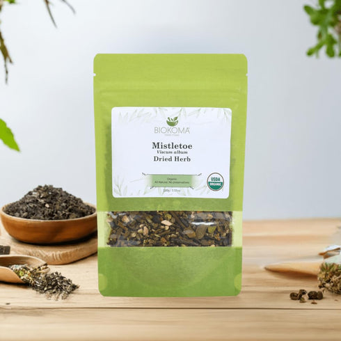 100g 3.55oz Album Biokoma Organic Mistletoe Dried Herb Cut & Sifted Viscum Herbal Tea Cardiovascular & Nervous System