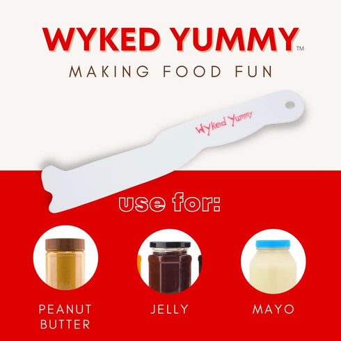 YUMMY WYKED Peanut Butter & Jelly Spreader Plastic Knife Jar Scraper Also Use for Mayo & Preserves