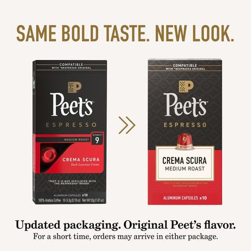 100% 9, 50 Count (5 10 Peet's Coffee, Medium Roast Espresso Capsules, Compatible with Nespresso Original Machine