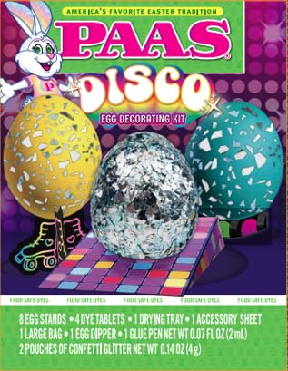 PAAS Disco Egg Decorating Kit, Easter Egg Dye Kit with Confetti Glitter,