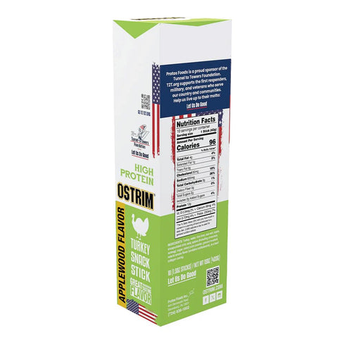 Pack 20 (10 Ostrim Turkey Meat Snack Sticks - Maple Brown Sugar & Applewood - of of each flavor)