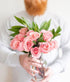 Dozen From You Flowers - One Light Pink Roses with Glass Vase | Fresh Flower Bouquets for Mother's Day, Birthday