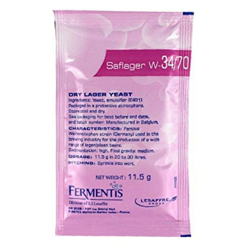3X Fermentis Saflager W34/70 Beer Yeast, Lager and Pilsner Ales, 11.5g, 10-15L