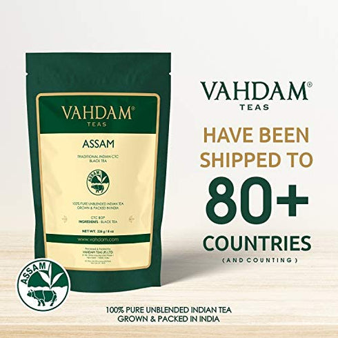 Pack 226g) Vahdam Premium CTC Assam Black & English Breakfast Tea - Strong, Full-Bodied, Bold & Delicious | Perfect