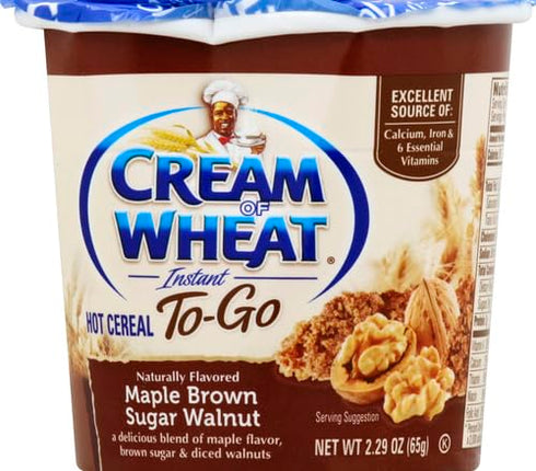 Cream of Wheat 2.29 (Pack 6) Instant Hot Cereal To-Go Cups, Maple Brown Sugar Walnut, Ounce