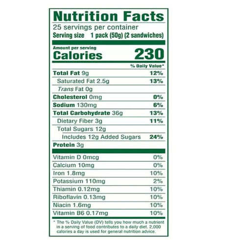 Generic 25 1.76 oz. (2 Pack) Dark Chocolate Creme Breakfast Biscuit Sandwiches, pk.