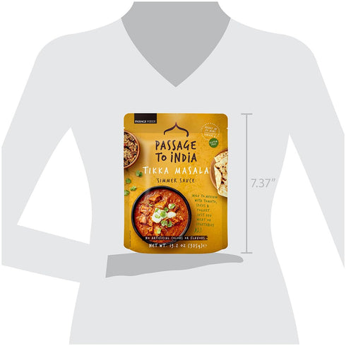 Simmer 20 (375g) Passage to India Ready to Eat Meals - Tikka Masala Sauce - Authentic Indian Food - Prepared Meals