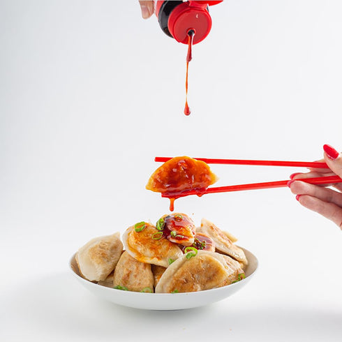 Dumpling Daughter Spicy Sweet Soy Sauce, 16 oz Chef's Bottle - Brown Sugar Sweetened with Spicy Chili Oil