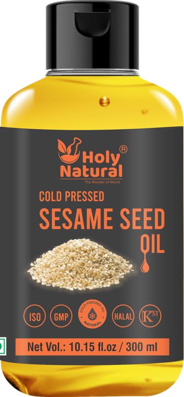 Sesame Seed Oil, Extra Virgin Cold-Pressed, No GMO, Untreated, Unrefined, Great for Cooking & Flavor Enhancer (10.15 Fl