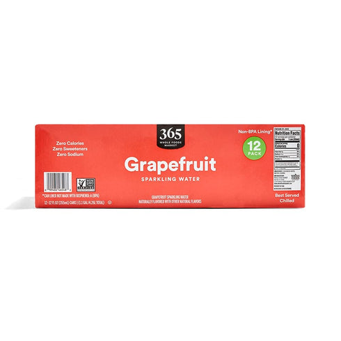 365 12 Oz by Whole Foods Market, Grapefruit Sparkling Water, Fl