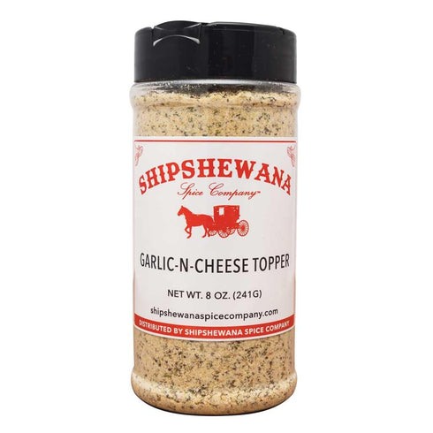 Shipshewana Spice Company Garlic-N-Cheese Topper, 7 oz, Seasoning for Potatoes, Pasta and Bread