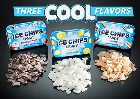 ICE CHIPS Xylitol Candy 3 Pack Assortment (Sour Apple, Sour Cherry, Lemon) 5.28 OZ