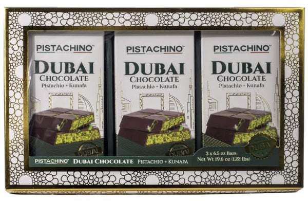 Generic Dubai Chocolate Pistachio gift set - Kunafa, 3 x 6.5 oz. Bars