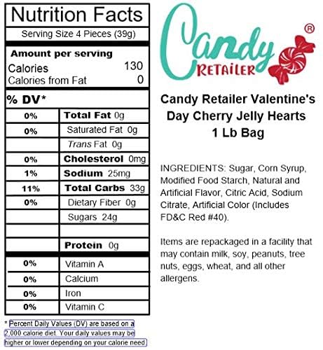 (1 Lb) Candy Retailer Valentine's Day Cherry Jelly Hearts