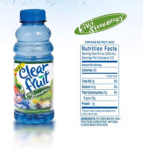 Clear Fruit 12 Pack 20 Water Ounce Bottles Non Carbonated Water Beverage (Kiwi Strawberry)