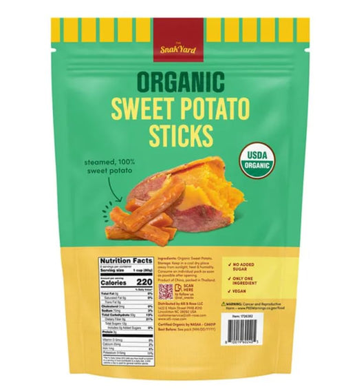 Generic 2.82 oz, 100% 6-count Organic Sweet Potato Sticks, Real Sweet Potatoes Made from organically grown sweet