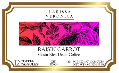 Larissa Veronica (12 577968) Raisin Carrot Costa Rica Decaf Coffee (Single Serve K-Cup Pods) (Gourmet, Naturally