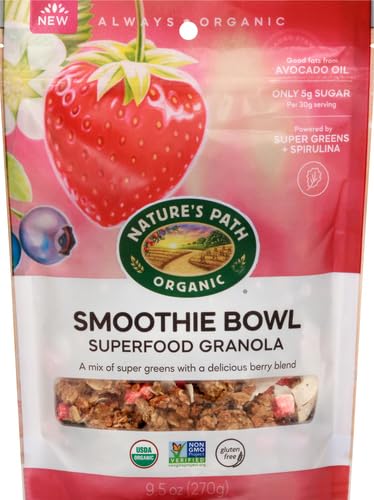 9.5 oz (Pack 3), Nature's Path Organic Superfood Smoothie Bowl Granola, of Gluten Free, Non-GMO