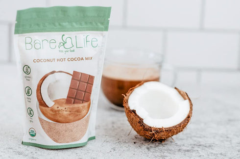 9.52 oz. Bare Life: Dairy Free Coconut Hot Cocoa Mix Pouch | Gluten Free, Vegan, USDA Organic, Plant Based, Paleo, Soy