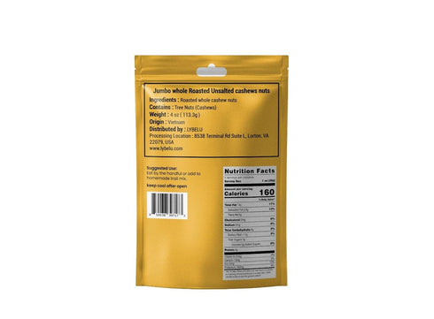 4oz Jumbo Whole Roasted Unsalted Cashews Nuts
