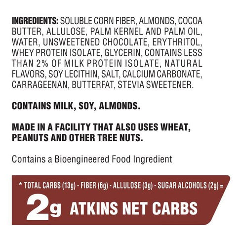 1g 2g 20 Count Atkins Caramel Almond Clusters, Gluten Free, High in Fiber, Sugar, Net Carb, Keto Friendly