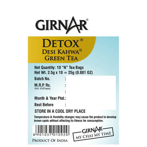 GIRNAR (36 Detox Green Tea - Desi Kahwa Tea Bags)