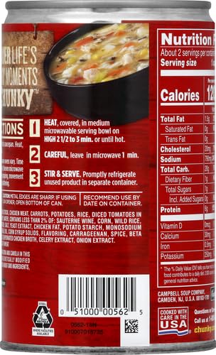 18.8 Oz (Pack 2) Campbell's Chunky Soup, Savory Chicken with White and Wild Rice Soup, Can