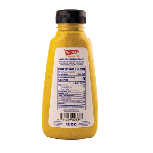 Morehouse 12oz #1 Horseradish Mustard Bottle Bold & Zesty, Made with Real Horseradish & Grade Mustard Seeds, Kosher
