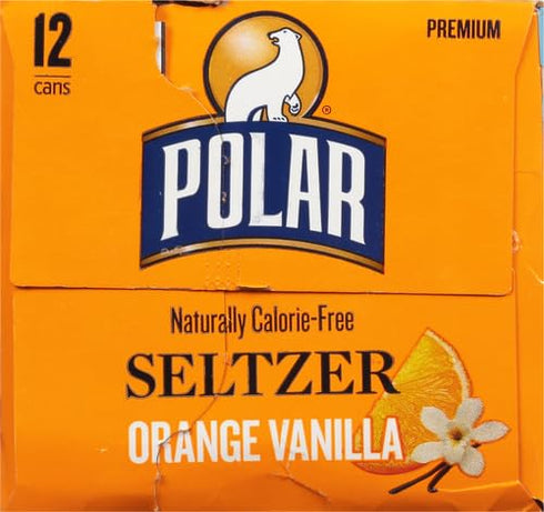 12 oz 12 pack Polar Seltzer Water Orange Vanilla, fl cans