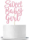 Sweet Baby Girl Cake Topper, Rose Gold Glitter for Newborn Gender Reveal, Baby One Month, 1st Birthday Party Supplies