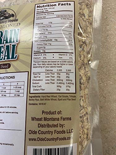 Olde Country Foods 7 6 (2x3 Old Fashioned Grain Cereal with Flax Seed Pounds Pound) by Wheat Montana. Non GMO, Chemical