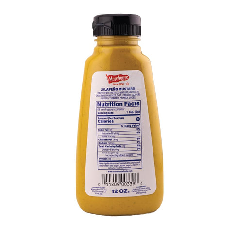 Morehouse 12oz #1 Jalapeno Mustard Bottle Bold & Spicy, Made with Real Jalapenos & Grade Mustard Seeds, Kosher Great