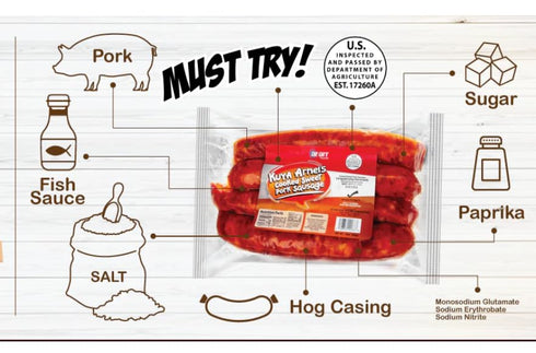 Kuya Arnel's Cooked Sweet Pork Sausage 2 Pack Delicious Sweet Pork Sausage by Kuya Arnel