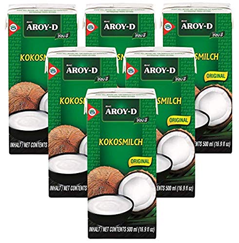 Aroy-D Coconut Milk 16.9 Fluid Ounce (500ml), Pack of 6
