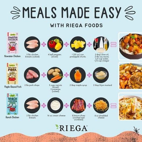 1 oz Packets, 8 Count Riega Ranch Chicken Seasoning Blend, Dry Spice Mix for Slow Cooker